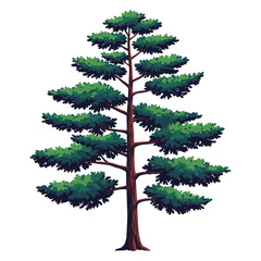 Lush evergreen tree with layered branches – stock vector flat illustration