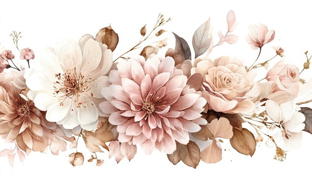 Fototapeta Delicate blush and beige floral arrangement