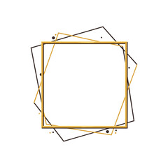 Geometric abstract gold and black square frame design with dotted accents – stock vector flat illustration