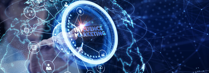 Business, Technology, Internet and network concept. Influencer marketing plan. Social Media strategy concept.