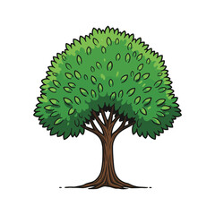 Naklejka premium Lush green tree with dense foliage and strong trunk – stock vector flat illustration