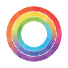 Obraz premium Colorful rainbow circular design with vibrant overlapping rings – stock vector flat illustration