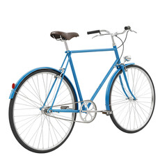 Isolated Blue Bicycle Illustration on Black Background with Chrome and Details