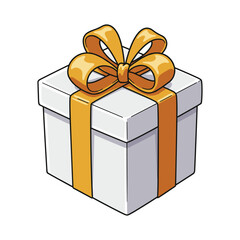 Elegant gift box with golden ribbon and bow isolated &ndash; stock vector flat illustration