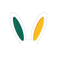 Minimalist bunny ears with teal and yellow inner patterns – stock vector flat illustration