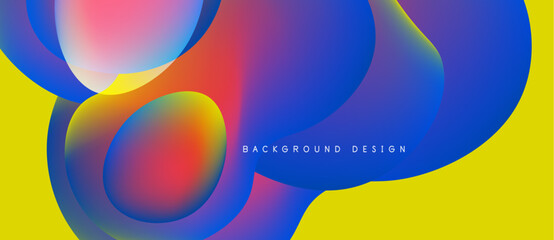 Abstract fluid shapes overlap, vibrant colors blend. Yellow background provides contrast, text reads background design. Modern aesthetic.