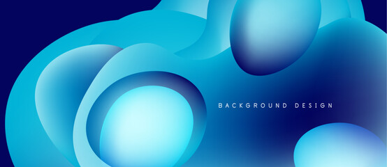 Abstract blue shapes overlap, creating dynamic background. Smooth gradients suggest depth, modern design aesthetic.