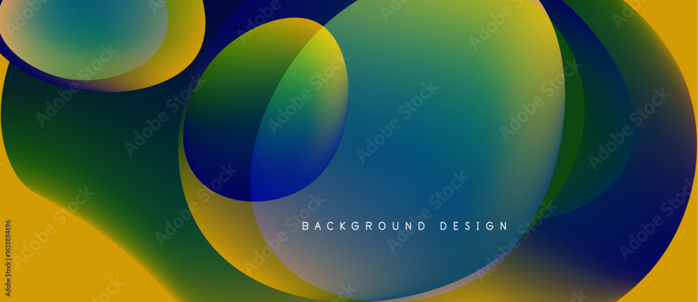 Poster abstract colorful shapes overlap. gradient hues blend, creating dynamic visual effect. modern design
