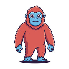 Naklejka premium Cartoon blue and red yeti character standing – stock vector flat illustration