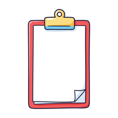 Blank colorful clipboard with paper and red border – stock vector flat illustration