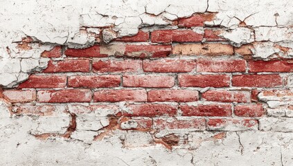 Weathered brick wall with peeling plaster (1)