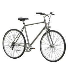 Isolated Photo of a Silver Bicycle with Black Tires and Transparent Background