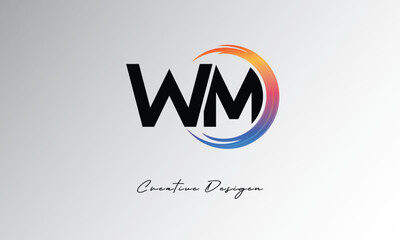 WM Creative Letter Logo with Gradient Circular Swirl – Modern, Colorful, and Versatile Branding Identity Design Template