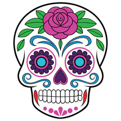 Festive Skull Illustration Mexican Holiday Clipart Design