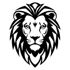 Lion Head Silhouette Black and White Vector Logo Design