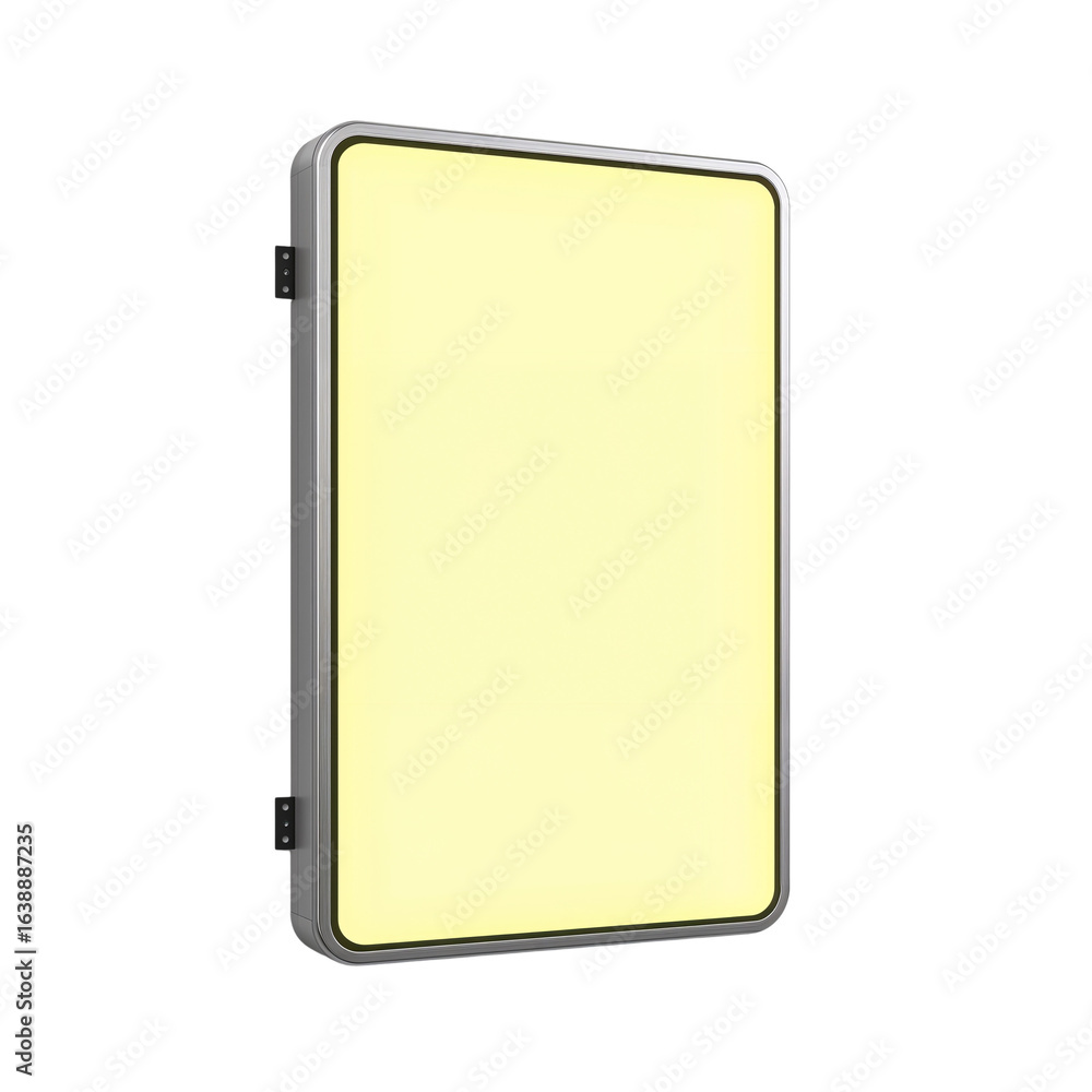 Aufkleber illuminated rectangular light box display on neutral field, fostering modern minimalism and