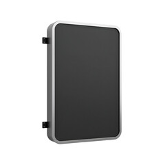 Modern rectangular light box illuminated display on transparent ethereal space for graphic design