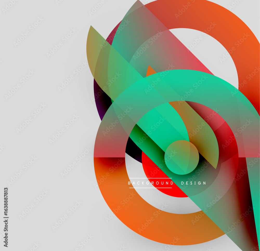 Poster abstract colorful design. overlapping circles create dynamic visual effect. modern graphic element f