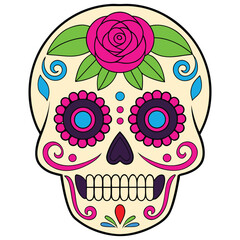 Stylized Mexican Skull Illustration Perfect for Festive Posters