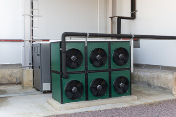 industrial fans heat exchange condensing unit refrigeration , swamp cooler, outdoors in the yard,...