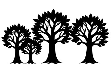 Vector illusion of  set of trees silhouettes