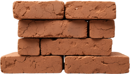 Close up of red brick wall texture background for construction building and design material 100 character against white transparent background	