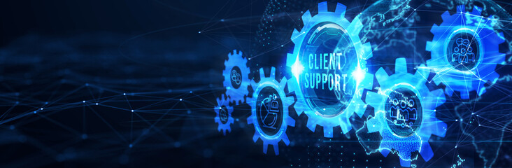 Business, Technology, Internet and network concept. Technical Support Center customer service. 3d illustration