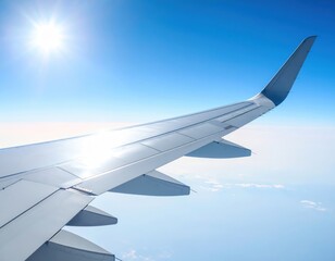 Obraz premium Airplane Wing View From Above During Flight