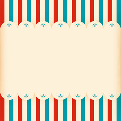 Fototapeta premium Vertical circus poster with cream space and striped borders. Great for adding text, tickets or event info. Vector illustration with empty space
