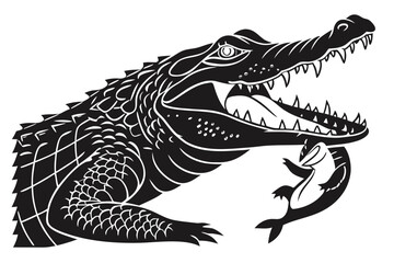Crocodile sihouette black vector