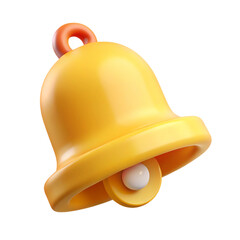 Fototapeta premium 3d rendering of a yellow notification bell isolated on transparent background isolated on white background