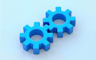 3d render of blue gears icon. High quality