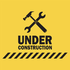 Under construction announcement vector illustration. With hammer and spinner icon