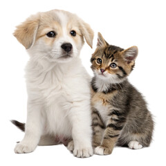 Obraz premium puppy and kitten isolated PNG