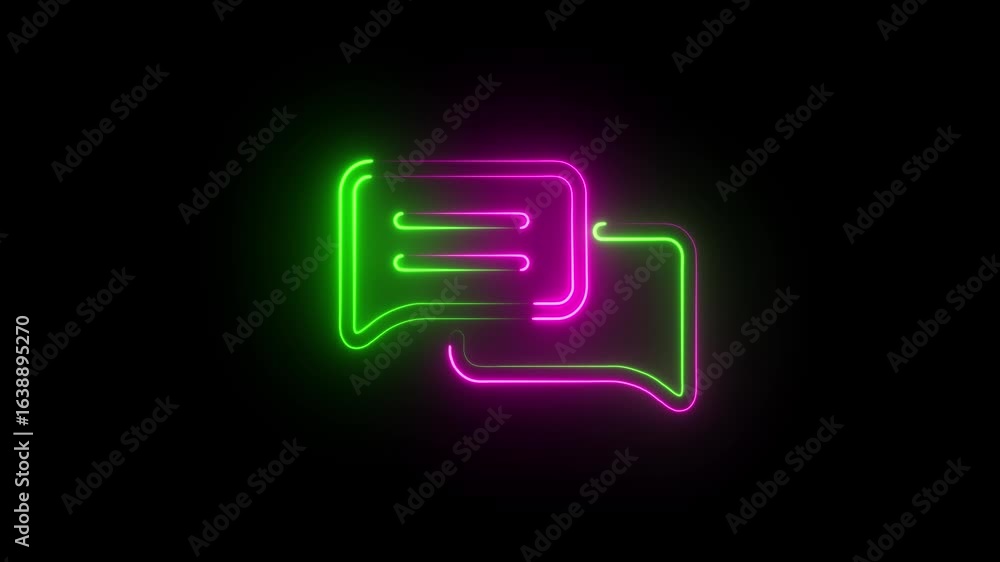 Poster glowing neon conversation icon thin line icon isolated , chatting , communication, communication bub