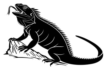 Fototapeta premium Iguana sihouette black vector
