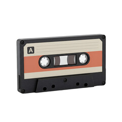 Fototapeta premium Realistic 3D Illustration of a Retro Cassette Tape on Isolated Black Background