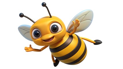 bee, cartoon, honey, insect, illustration, animal, vector, yellow, fly, 3d, wasp, nature, flying, bees, funny, happy, flower, wing, bug, cute, character, isolated, smile, black, insects