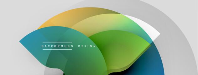 Obraz premium Abstract colorful shapes overlap, creating dynamic visual effect. Modern design elements suggest fluidity, innovation. Background features gradients, curves.