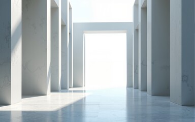 3d render of abstract futuristic architecture with empty concrete floor. Scene for car presentation. High quality