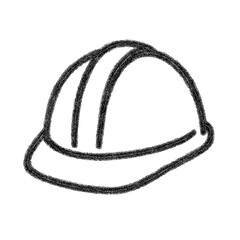 Black construction hard hat illustration in minimalist style  
