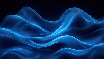Obraz premium Abstract blue waves on black background, smooth and flowing lines. Great for website banners, backgrounds, or to highlight your projects.