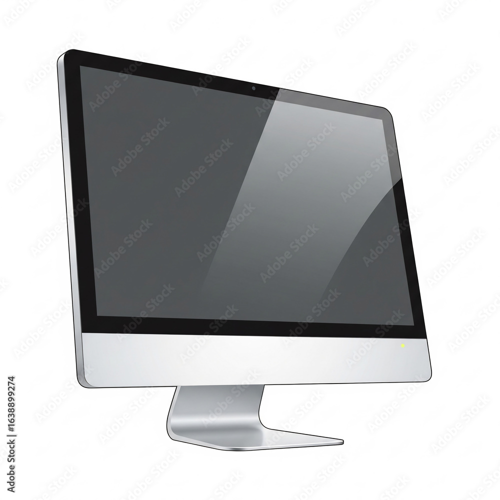 Fototapete sleek all-in-one desktop computer with a wide glossy screen, isolated on a white background. modern 