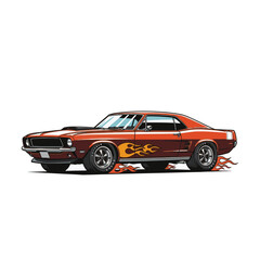 Obraz premium isolated american muscle car illustration vector