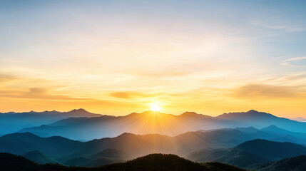 Obraz premium Breathtaking mountains at sunrise with vibrant colors illuminating sky and landscape