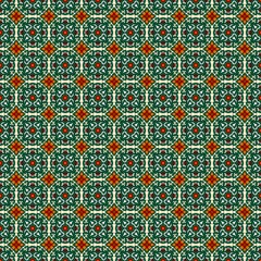  Seamless Fabric Pattern – Classic Vintage Green and Red Decorative Tile