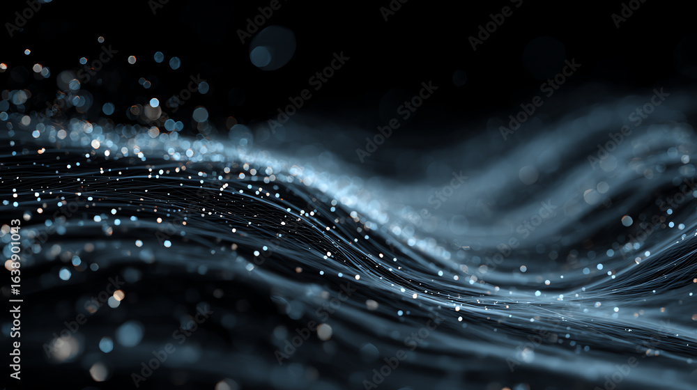 Aufkleber abstract representation of flowing particles, creating a wave-like motion with a futuristic feel, pe
