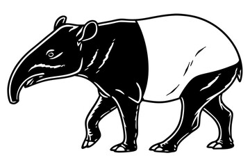 Tapir sihouette black vector