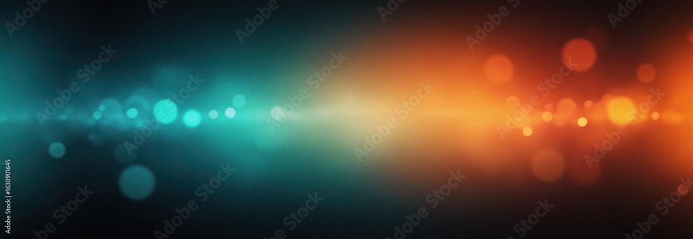 Aufkleber Abstract gradient background with glowing blue and orange bokeh light orbs blending softly in the center, creating a dreamy and futuristic atmosphere