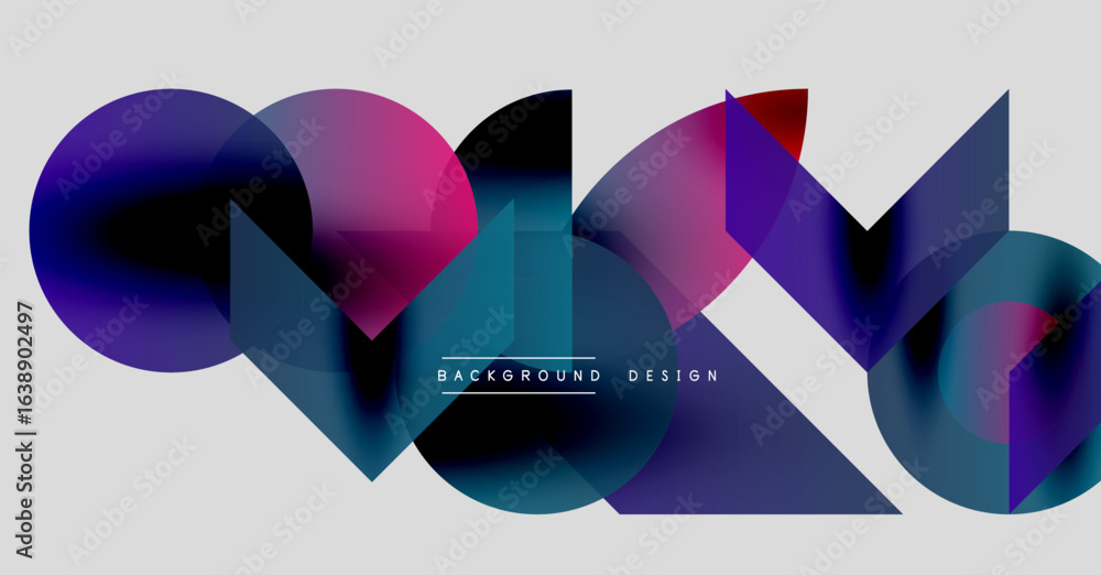 Poster abstract shapes overlap, creating vibrant color gradients. modern design elements suggest dynamic co